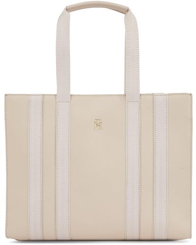 Tommy Hilfiger Handtasche Th Identity Med Tote Aw0Aw15569 - Weiß