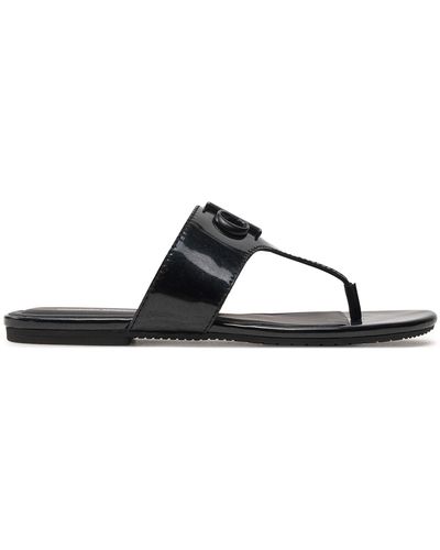 Calvin Klein Zehentrenner flat sandal slide toepost mg met yw0yw01342 black beh - Schwarz