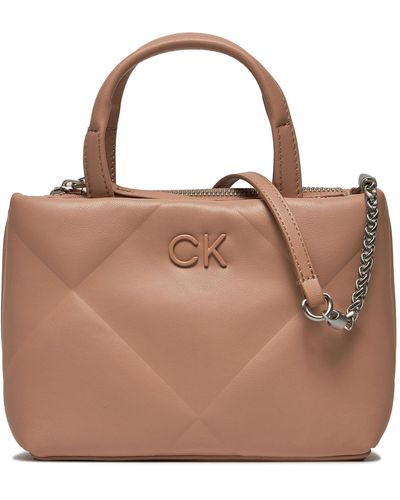 Calvin Klein Handtasche re-lock quilt tote mini k60k611340 ash rose vb8 - Braun