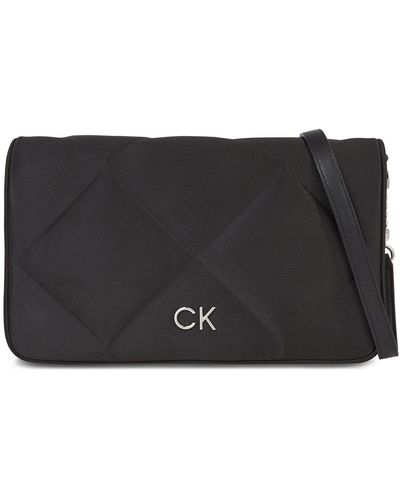 Calvin Klein Handtasche re-lock quilt shoulder bag-satin k60k611300 ck black bax - Schwarz