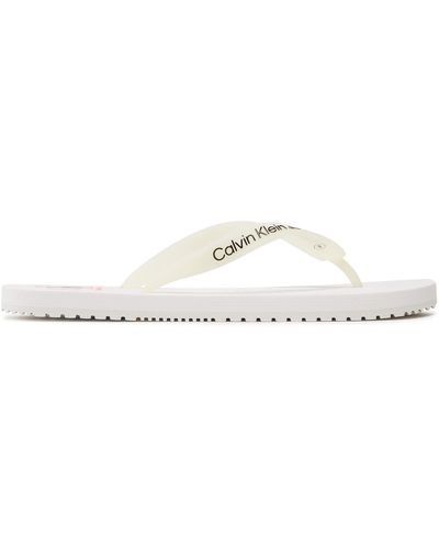 Calvin Klein Zehentrenner beach sandal logo ym0ym00656 white ybr - Weiß