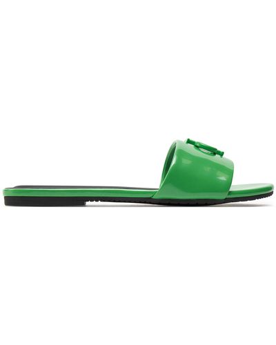 Calvin Klein Pantoletten Flat Sandal Slide Mg Met Yw0Yw01348 Classic 0Ia - Grün