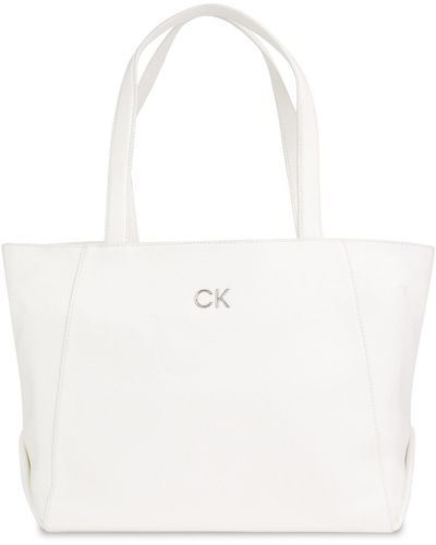 Calvin Klein Handtasche Ck Daily Shopper Medium Pebble K60K611766 Bright Yaf - Weiß