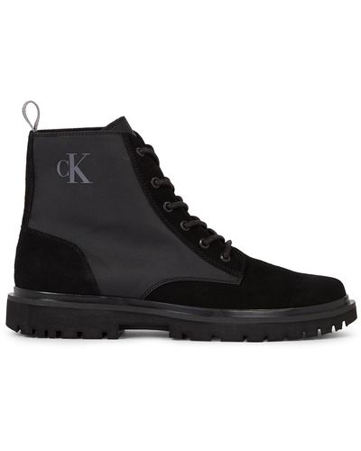 Calvin Klein Schnürschuhe eva mid laceup lth boot hiking ym0ym00842 black/stormfront 00t - Schwarz