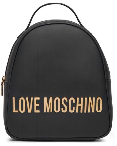 Love Moschino Schwarzer umweltfreundlicher rucksack mit metalllogo,maxi lettering rucksack