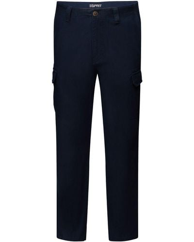Esprit Pantalon cargo en coton - Bleu