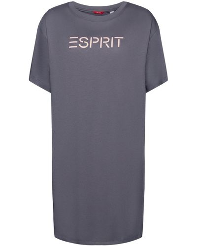 Esprit Jersey Nachthemd Met Logo - Blauw