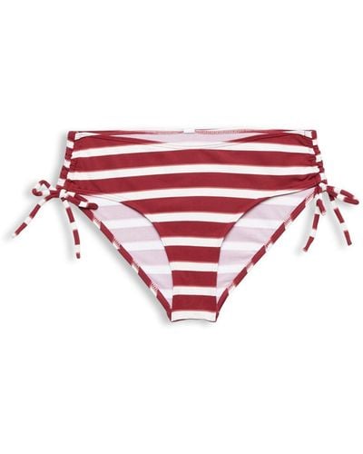Esprit Bas de bikini rayé à taille mi-haute - Rouge