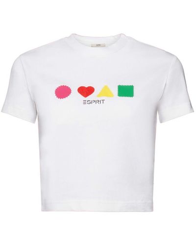 Esprit T-shirt Van Organic Cotton Met Geometrische Print - Wit