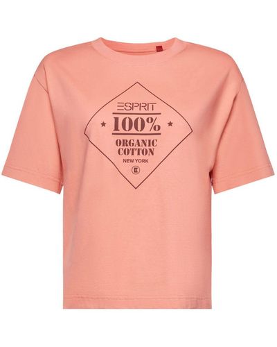 Esprit T-shirt à imprimé en coton biologique - Rose