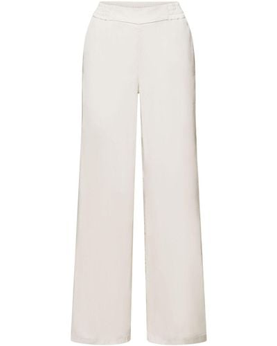 Esprit Pantalon large à enfiler en twill - Blanc