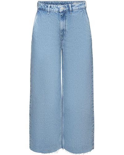 Esprit Culotte Jeans Met Hoge Taille - Blauw