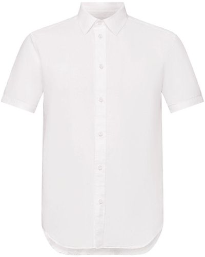 Esprit Kurzarmhemd aus Baumwolle-Leinen-Mix - Weiß