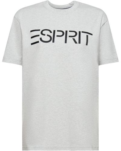 Esprit T-shirt en jersey de coton unisexe à logo - Gris