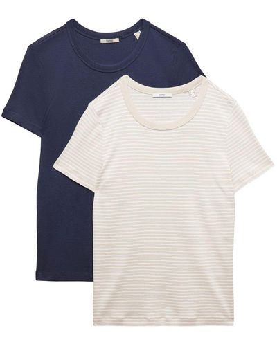 Esprit Lot de 2 t-shirts en coton - Bleu