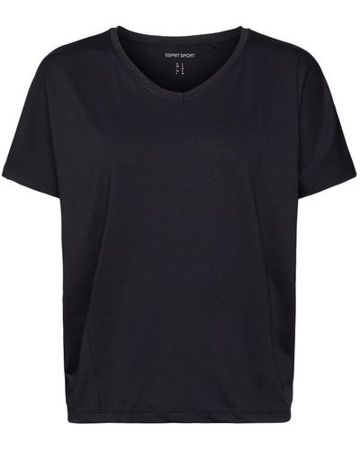 Esprit T-shirt de sport E-Dry à encolure en V - Noir