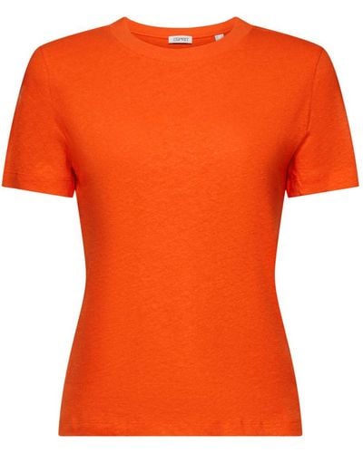 Esprit T-shirt Van Katoen En Linnen - Oranje