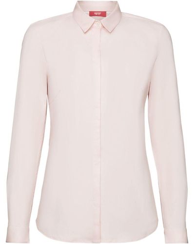 Esprit Shirt Met Lange Mouwen Van Popeline - Roze