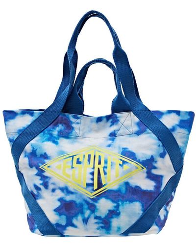 Esprit Tote Bag aus Baumwollcanvas mit Logo - Blau