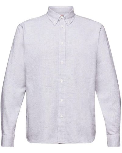 Esprit Chemise à petits carreaux en coton de coupe Regular Fit - Blanc