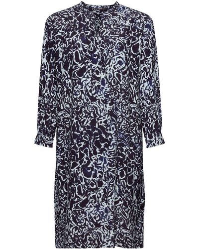 Esprit Mini-jurk Met Motief All-over - Blauw