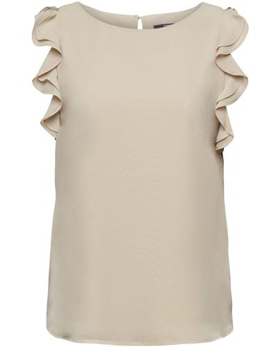 Esprit Chiffon Blouse Met Ruches - Naturel