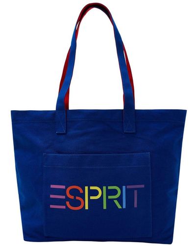 Esprit Canvas Tote Bag Met Logo - Blauw