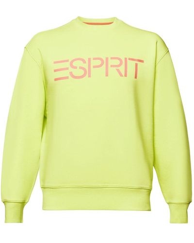 Esprit Uniseks Sweatshirt Van Katoen-fleece Met Logo - Groen
