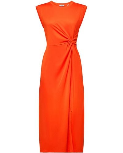 Esprit Geknoopte Midi-jurk Van Crêpe - Oranje