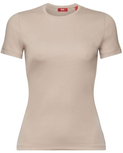 Esprit T-shirt col rond en jersey de coton - Gris