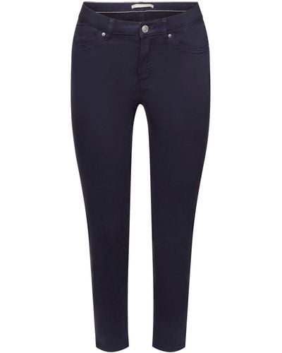 Esprit Pantalon stretch à taille mi-haute et jambes raccourcies - Bleu