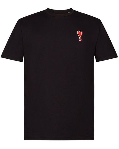 Esprit T-shirt Van Duurzaam Katoen Met Hartmotief - Zwart
