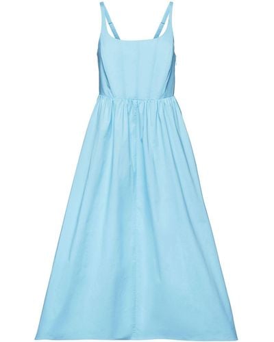 Esprit Popeline Midi-jurk Met Baleinen - Blauw