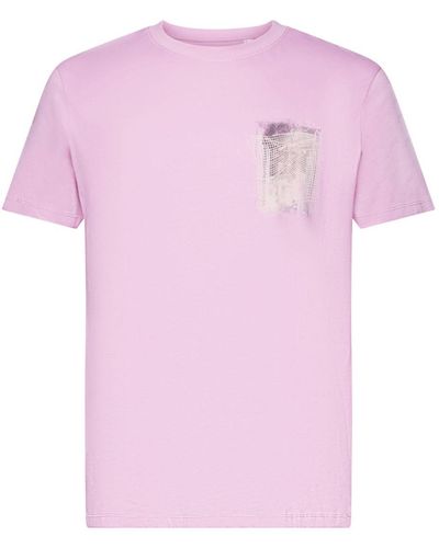 Esprit T-shirt en coton durable à logo - Rose