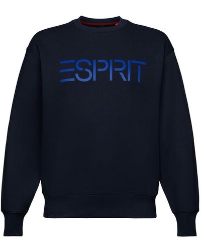 Esprit Sweatshirt Van Organic Cotton Met Ronde Hals En Logo - Blauw