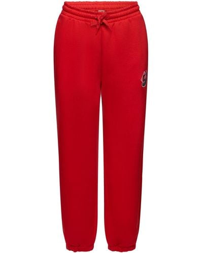 Esprit Pantalon de jogging en molleton à logo appliqué - Rouge