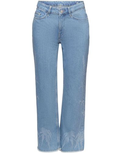 Esprit Cropped Jeans Met Motief - Blauw
