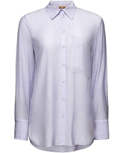 Esprit Crinkled T-shirt Met Lange Mouwen - Paars