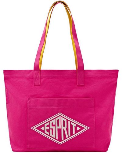 Esprit Canvas Tote Bag Met Logo - Roze