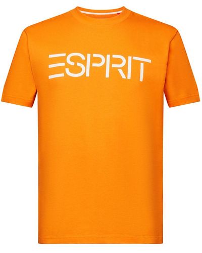 Esprit Uniseks T-shirt Van Katoen-jersey Met Logo - Oranje