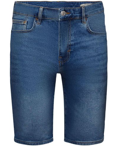 Esprit Short en jean décontracté de coupe Slim Fit - Bleu