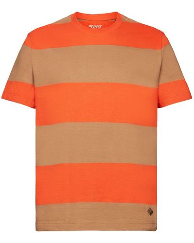 Esprit Gestreept T-shirt Met Logo - Oranje