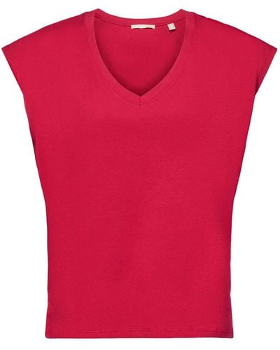 Esprit T-shirt en coton sans manches - Rouge