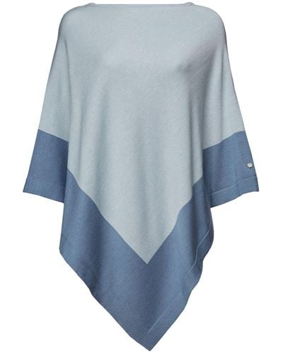 Esprit Poncho Met Asymmetrische Zoom - Blauw