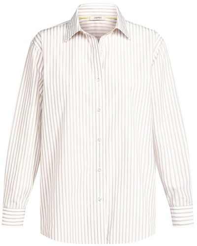 Esprit Gestreiftes Hemd aus Baumwoll-Popeline - Weiß