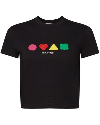 Esprit T-shirt Van Organic Cotton Met Geometrische Print - Zwart
