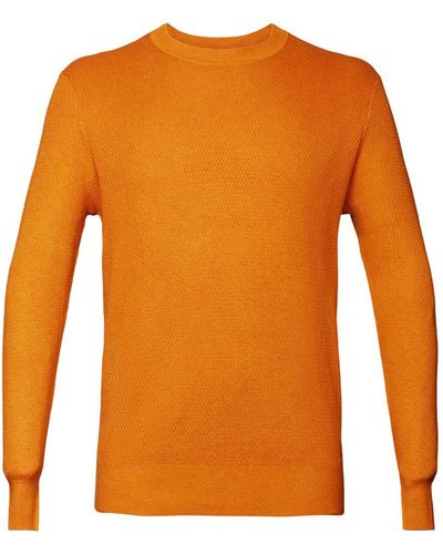 Esprit Pull-over à col ras du cou en maille texturée - Orange