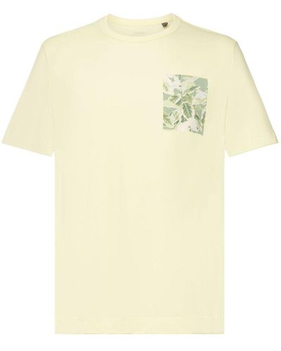 Esprit Jersey T-shirt Met Print Op De Borst - Geel