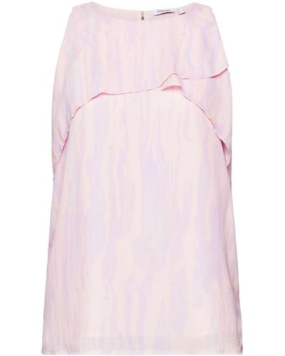 Esprit Crêpe Chiffon Blouse Met Print - Roze