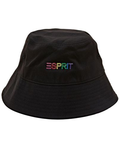 Esprit Twill Bucket Hat Met Label - Zwart